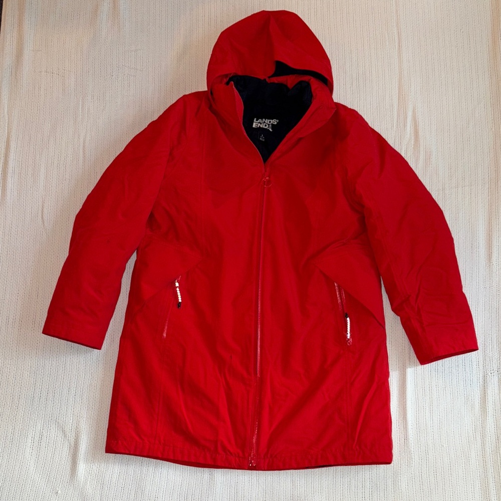 Lands' End Women’s Vibrant Red Insulated 3 in 1 Hooded Winter Coat - Size L